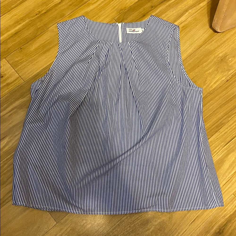 Vineyard Vines Navy and White Striped Sleeveless Blouse; size 16 - Picture 4 of 4